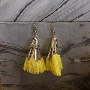 Fun Yellow tassel & gold earrings